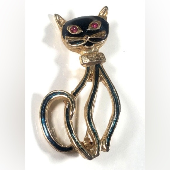2/$30 Vintage Blue Enamel Siamese Cat Silhouette Pendant - Picture 4 of 9